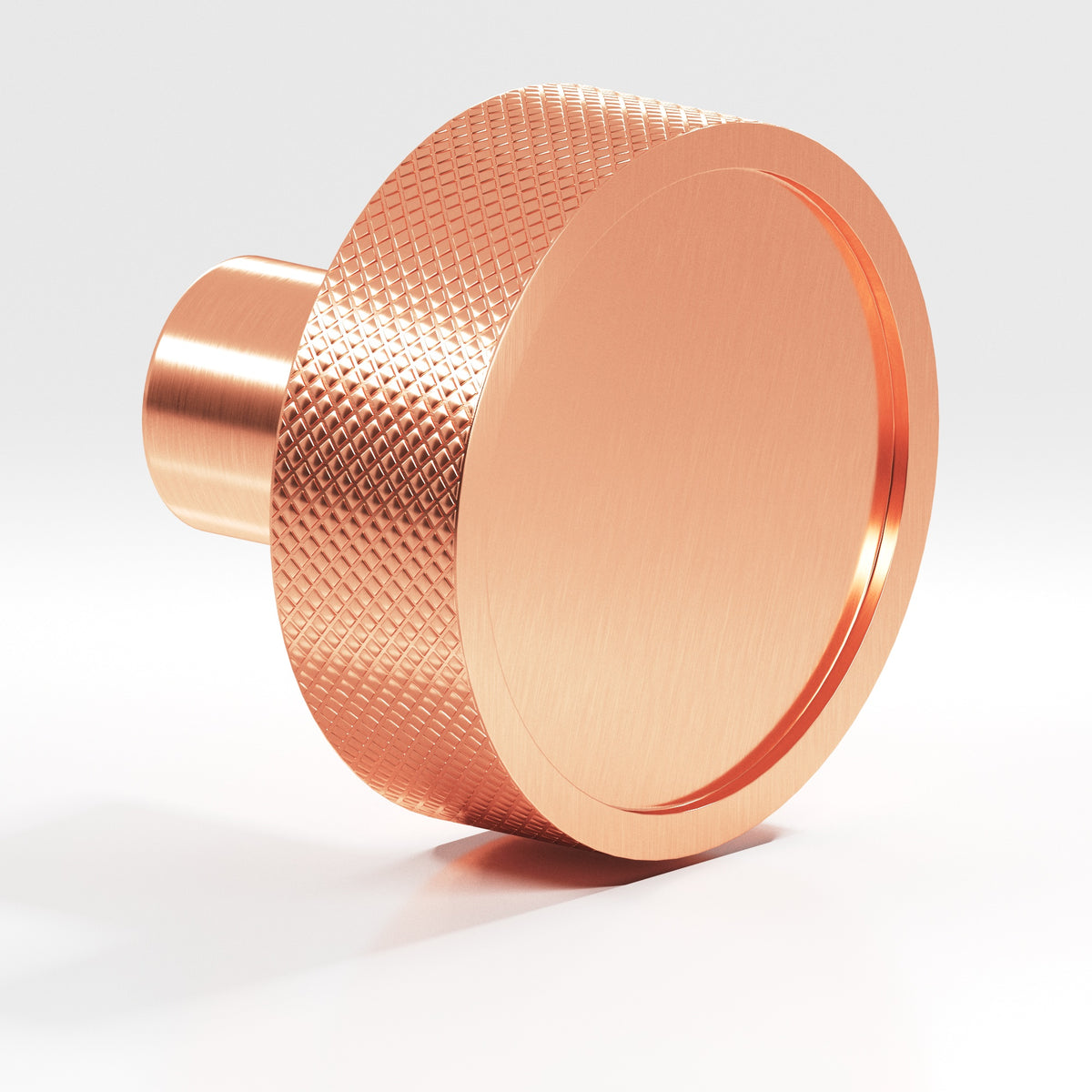 Colonial Bronze 595 Diamond-Knurled Disc Knob with Straight Post, 1-1/4 in Diameter - Satin Copper