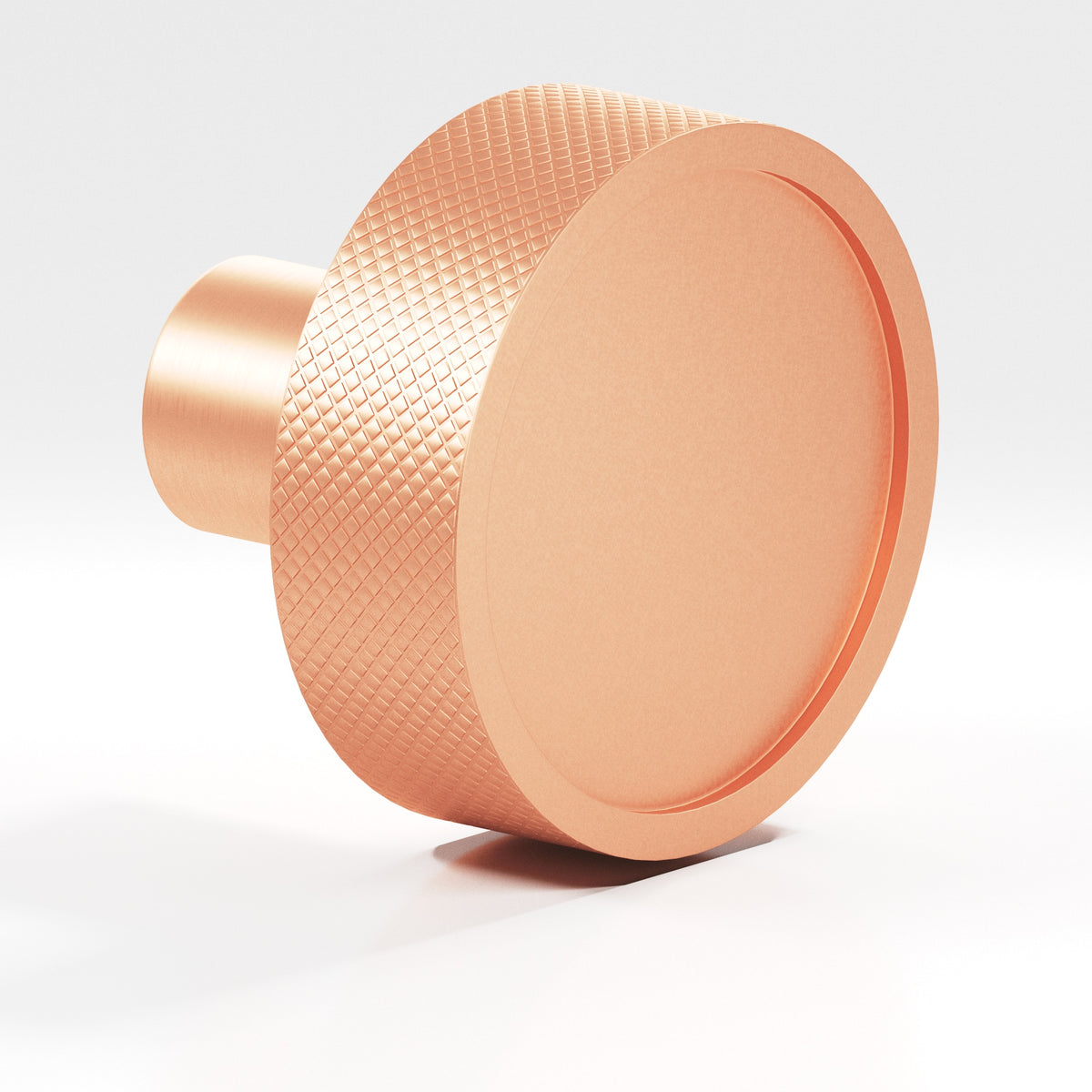 Colonial Bronze 595 Diamond-Knurled Disc Knob with Straight Post, 1-1/4 in Diameter - Matte Satin Copper