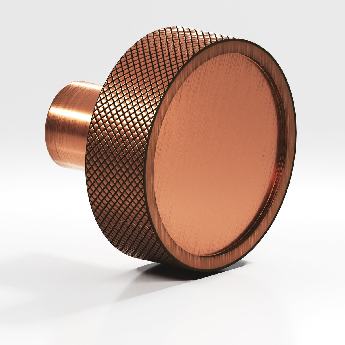 Colonial Bronze 595 Diamond-Knurled Disc Knob with Straight Post, 1-1/4 in Diameter - Antique Copper