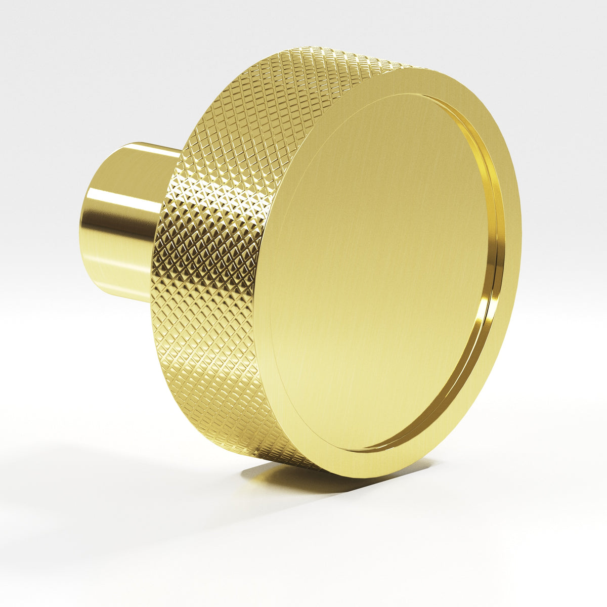 Colonial Bronze 595 Diamond-Knurled Disc Knob with Straight Post, 1-1/4 in Diameter - Unlacquered Polished Brass