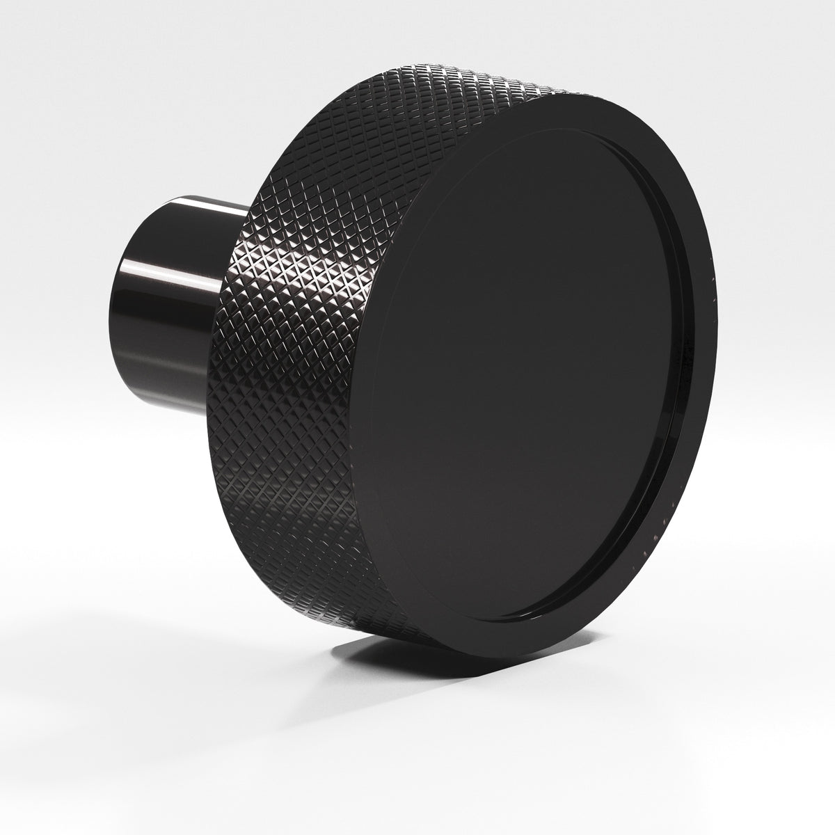 Colonial Bronze 595 Diamond-Knurled Disc Knob with Straight Post, 1-1/4 in Diameter - Satin Black