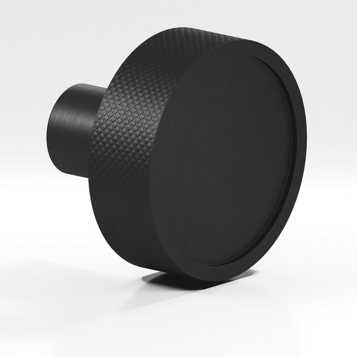 Colonial Bronze 595 Diamond-Knurled Disc Knob with Straight Post, 1-1/4 in Diameter - Matte Satin Black