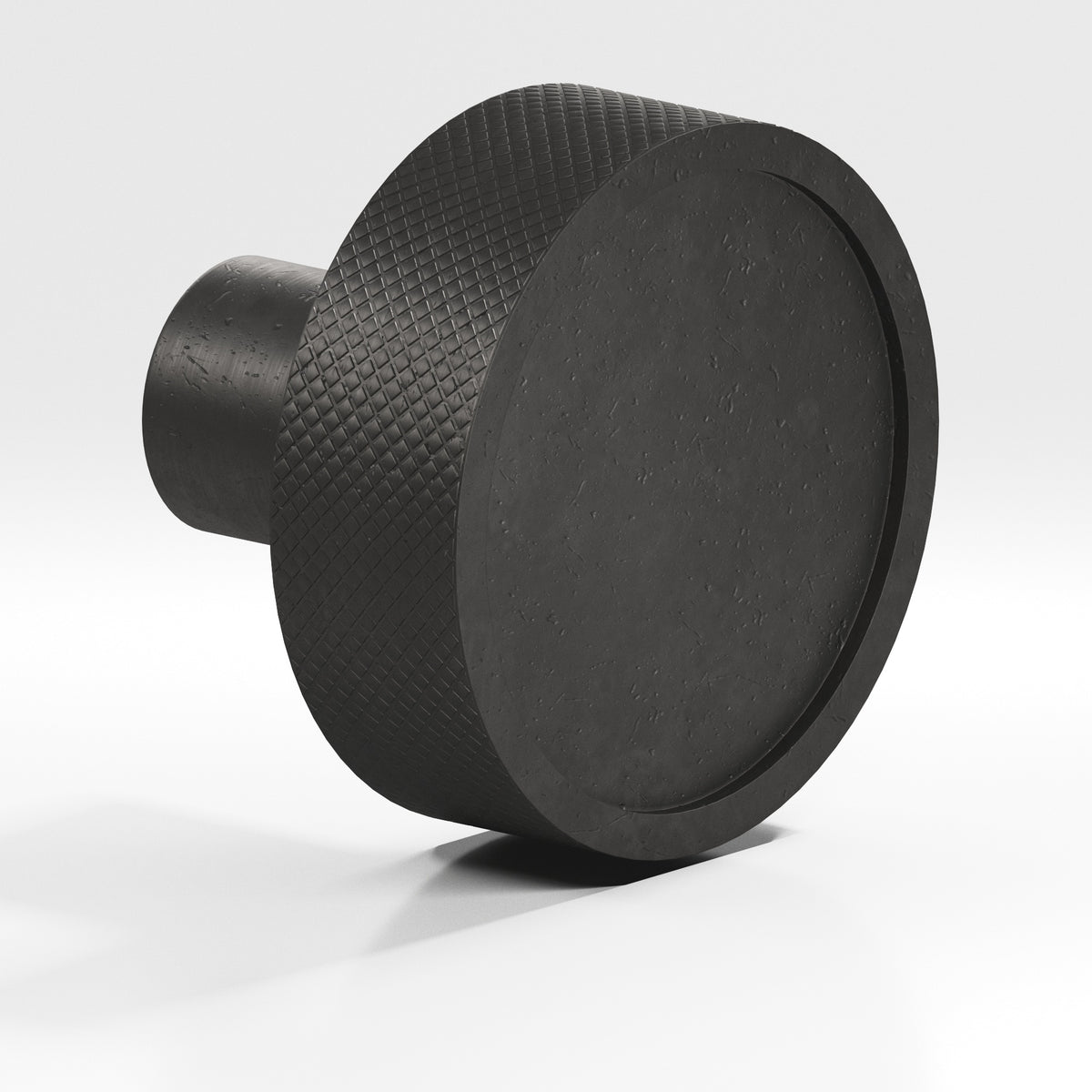 Colonial Bronze 595 Diamond-Knurled Disc Knob with Straight Post, 1-1/4 in Diameter - Distressed Satin Black
