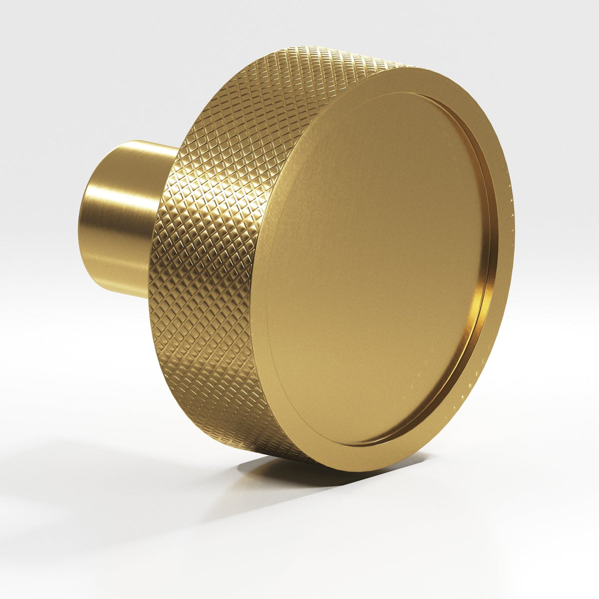 Colonial Bronze 595 Diamond-Knurled Disc Knob with Straight Post, 1-1/4 in Diameter - Satin Brass