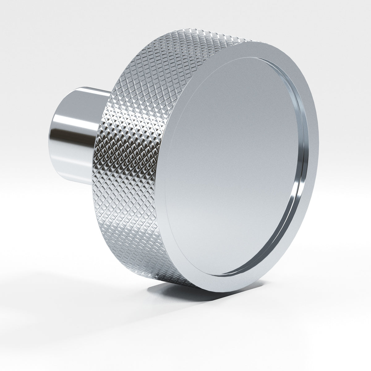 Colonial Bronze 595 Diamond-Knurled Disc Knob with Straight Post, 1-1/4 in Diameter - Polished Chrome