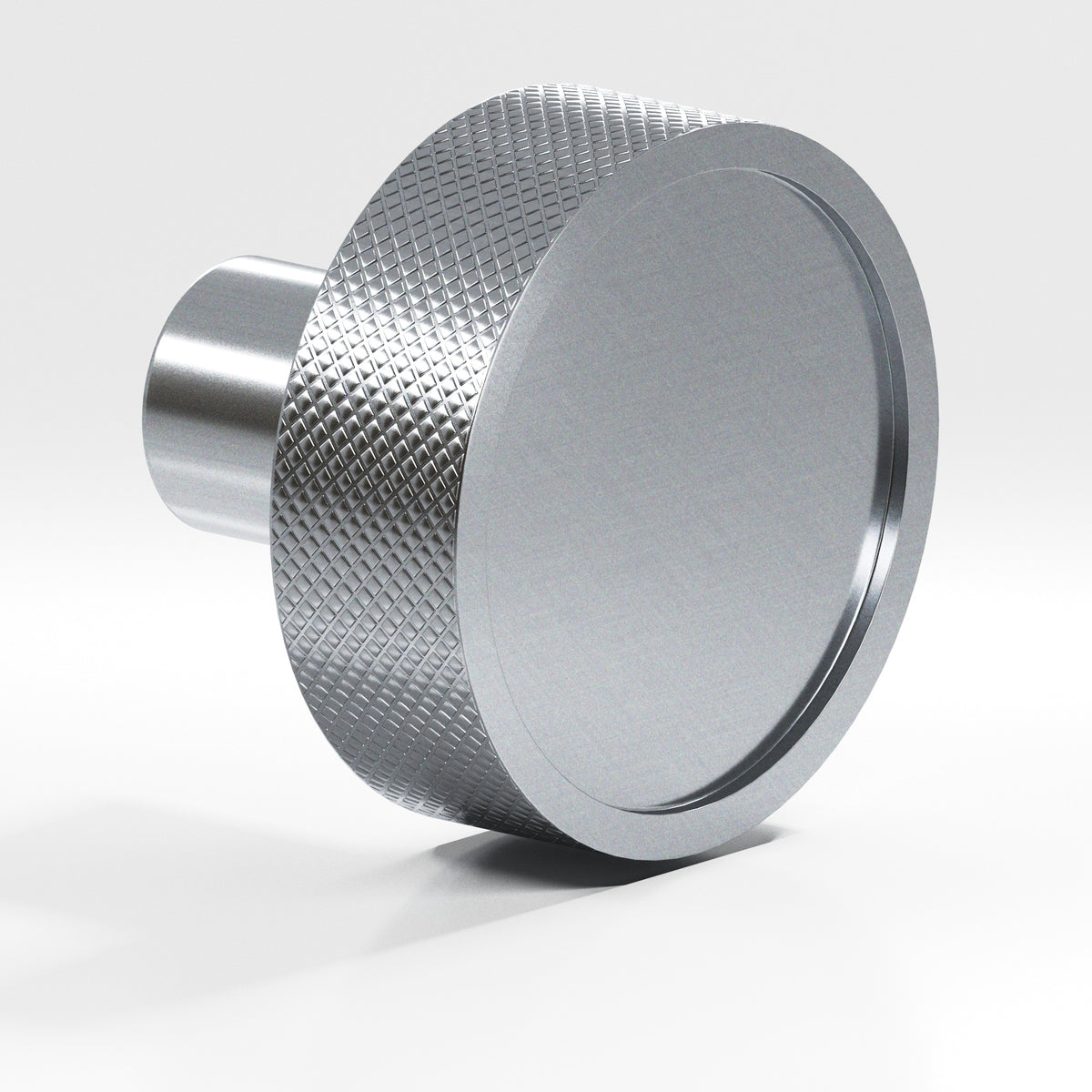 Colonial Bronze 595 Diamond-Knurled Disc Knob with Straight Post, 1-1/4 in Diameter - Satin Chrome
