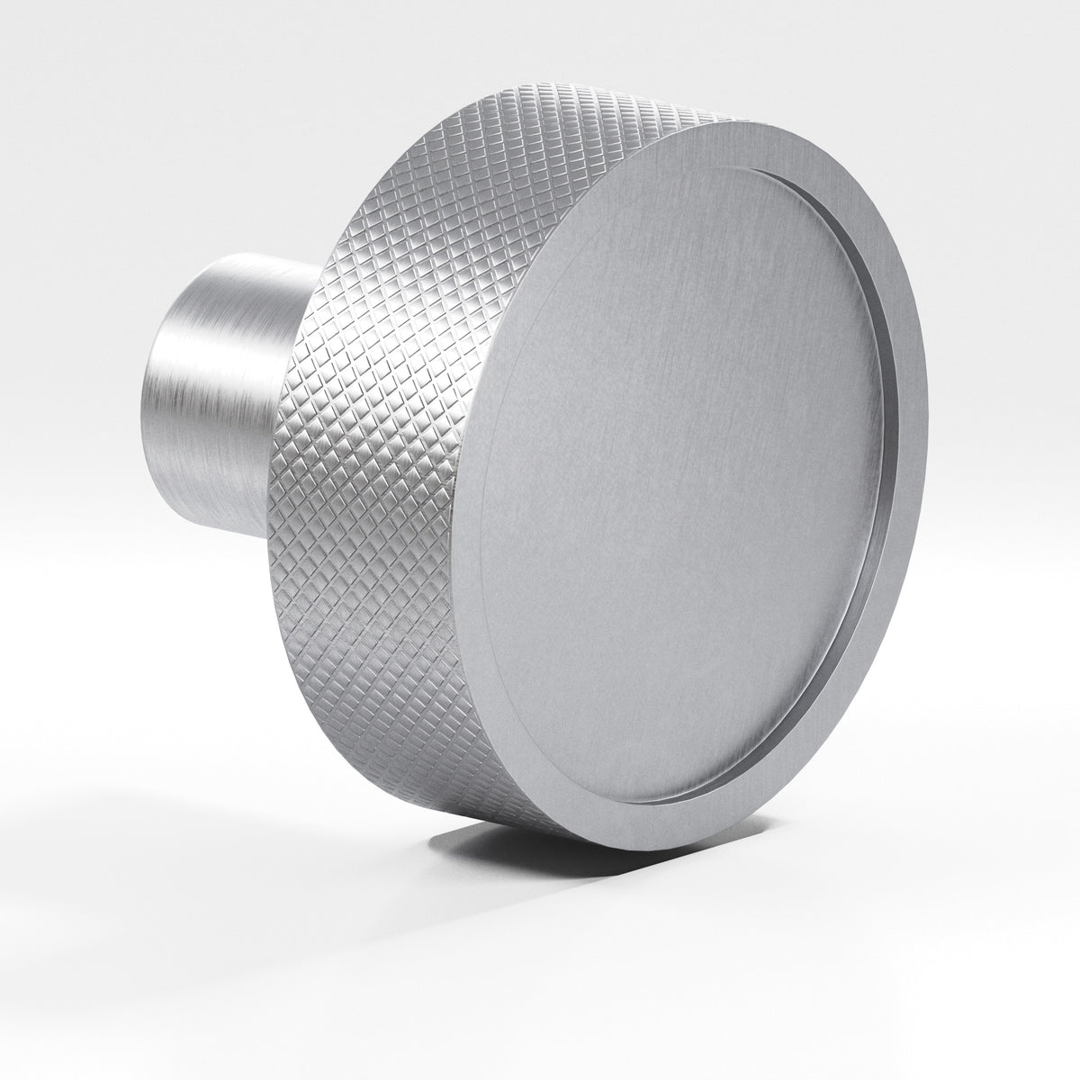 Colonial Bronze 595 Diamond-Knurled Disc Knob with Straight Post, 1-1/4 in Diameter - Matte Satin Chrome