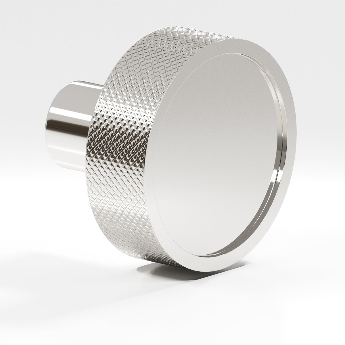 Colonial Bronze 595 Diamond-Knurled Disc Knob with Straight Post, 1-1/4 in Diameter - Polished Nickel