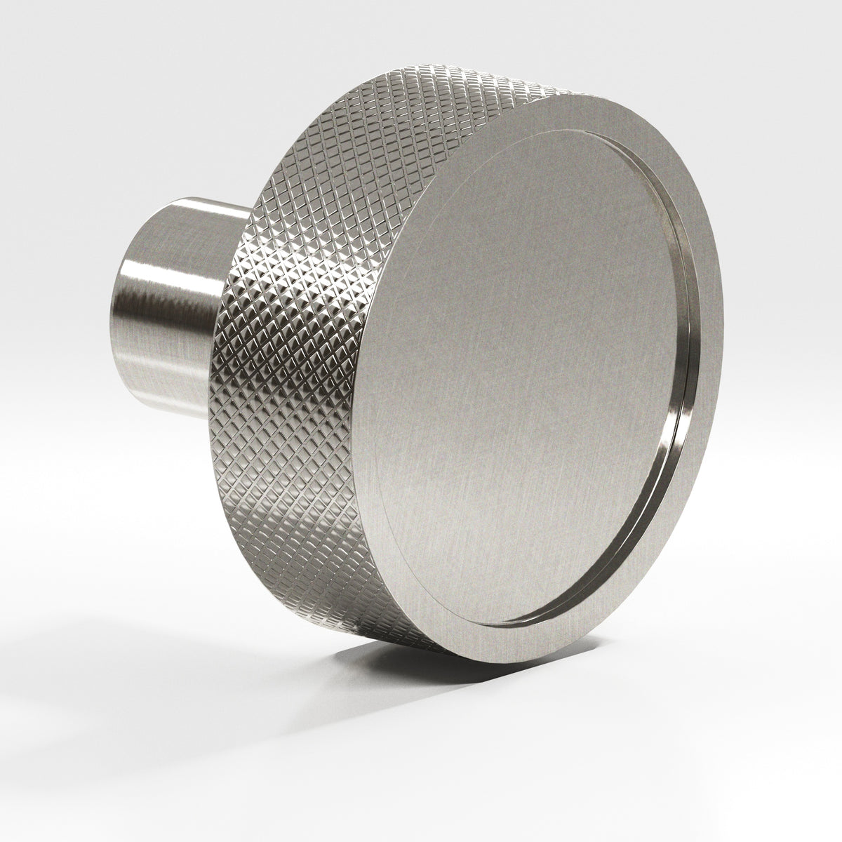 Colonial Bronze 595 Diamond-Knurled Disc Knob with Straight Post, 1-1/4 in Diameter - Nickel Stainless