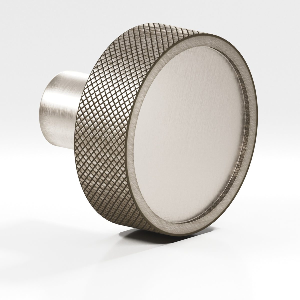 Colonial Bronze 595 Diamond-Knurled Disc Knob with Straight Post, 1-1/4 in Diameter - Pewter