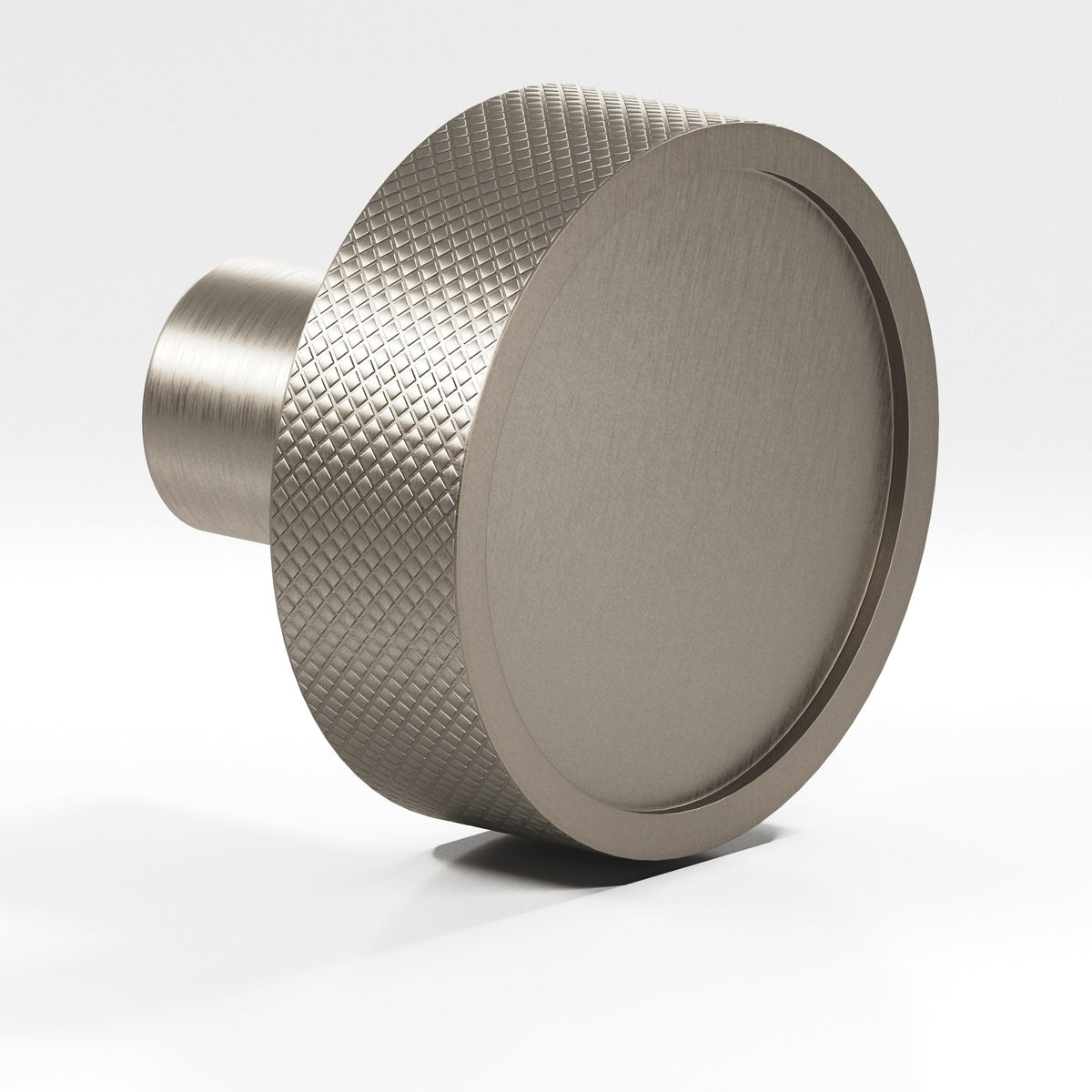 Colonial Bronze 595 Diamond-Knurled Disc Knob with Straight Post, 1-1/4 in Diameter - Matte Pewter