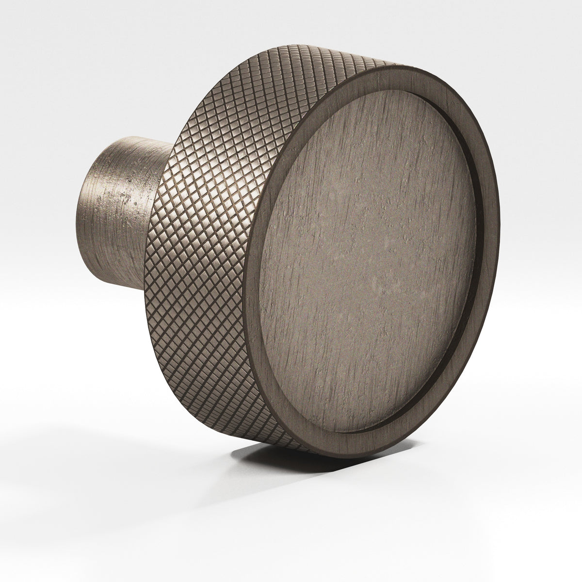 Colonial Bronze 595 Diamond-Knurled Disc Knob with Straight Post, 1-1/4 in Diameter - Distressed Pewter