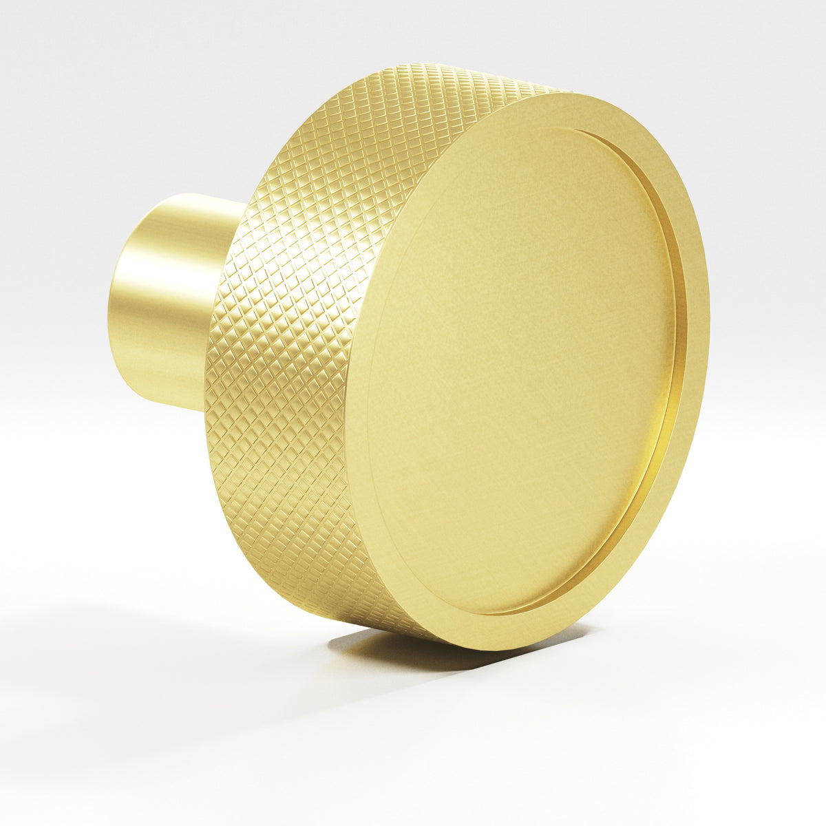 Colonial Bronze 595 Diamond-Knurled Disc Knob with Straight Post, 1-1/4 in Diameter - Matte Satin Brass