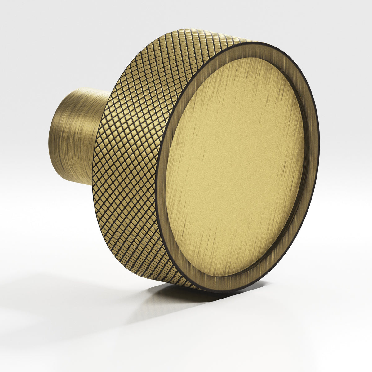 Colonial Bronze 595 Diamond-Knurled Disc Knob with Straight Post, 1-1/4 in Diameter - Matte Antique Satin Brass