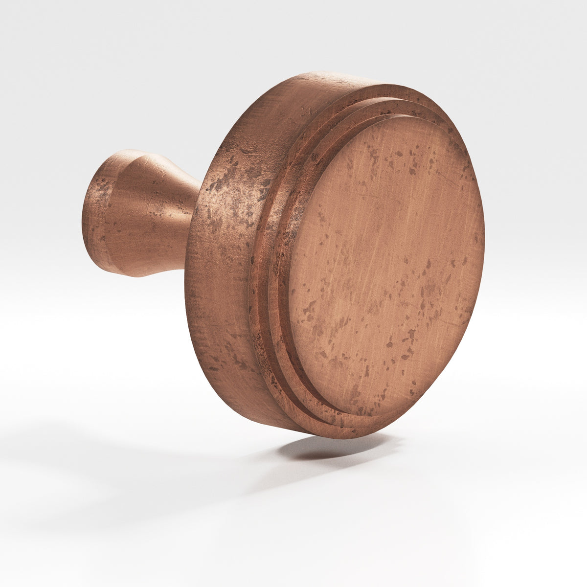 Colonial Bronze 620 Stepped Disc Knob with Flared Post, 1 in Diameter - Distressed Antique Copper
