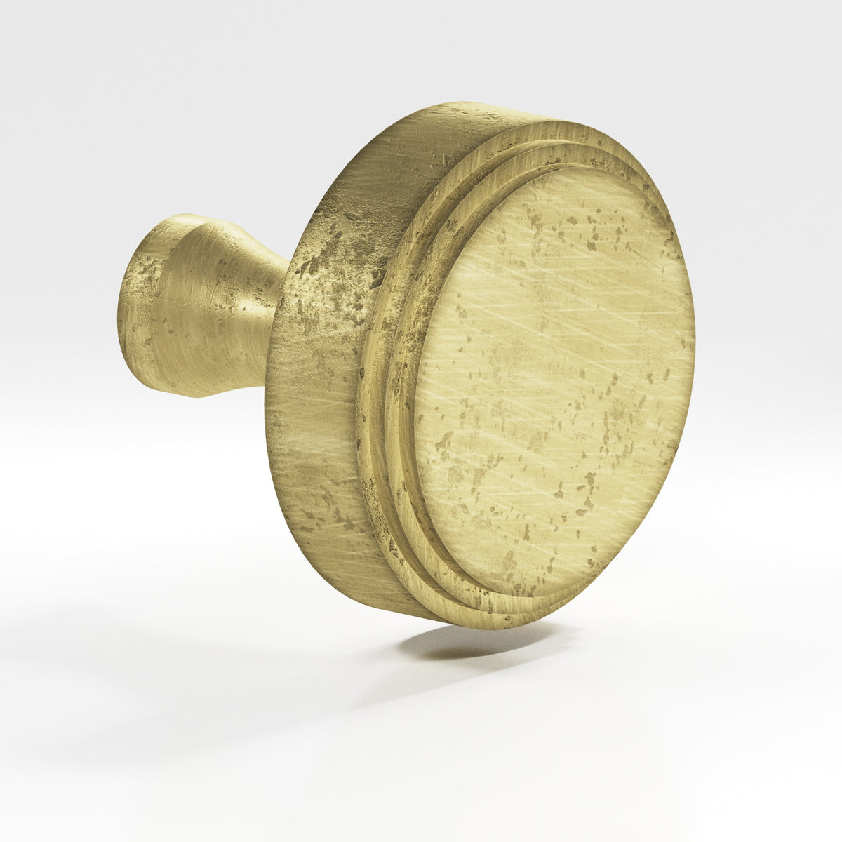 Colonial Bronze 620 Stepped Disc Knob with Flared Post, 1 in Diameter - Distressed Antique Brass