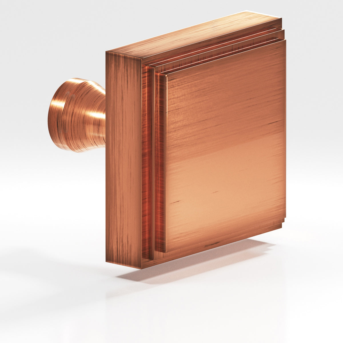 Colonial Bronze 623 Stepped Square Knob with Flared Post, 1 in - Antique Copper