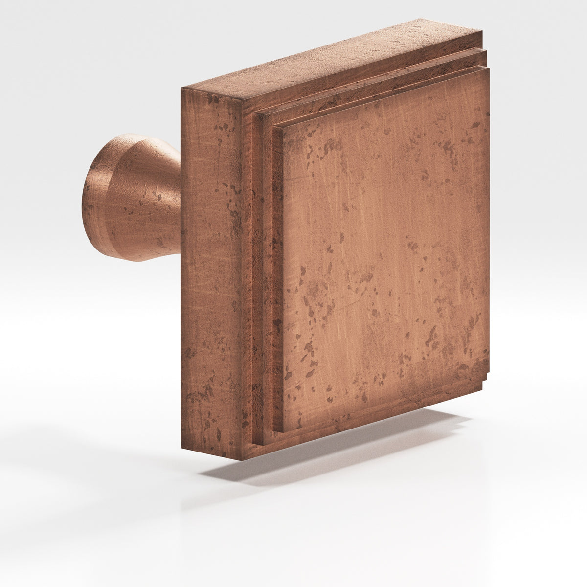 Colonial Bronze 623 Stepped Square Knob with Flared Post, 1 in - Distressed Antique Copper