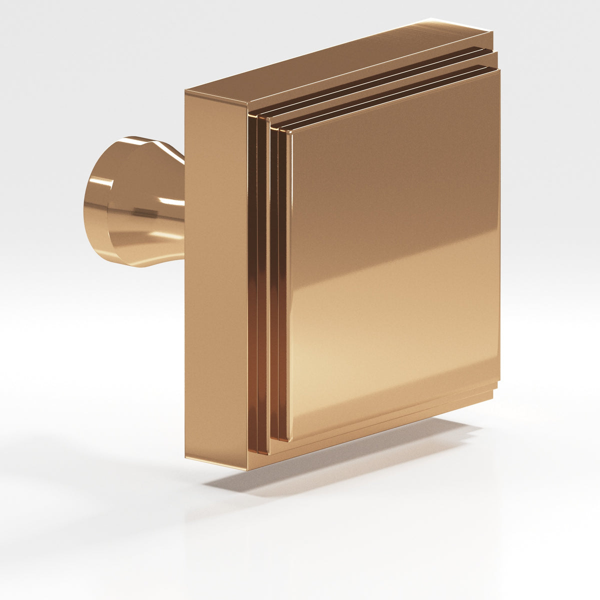 Colonial Bronze 623 Stepped Square Knob with Flared Post, 1 in - Polished Bronze