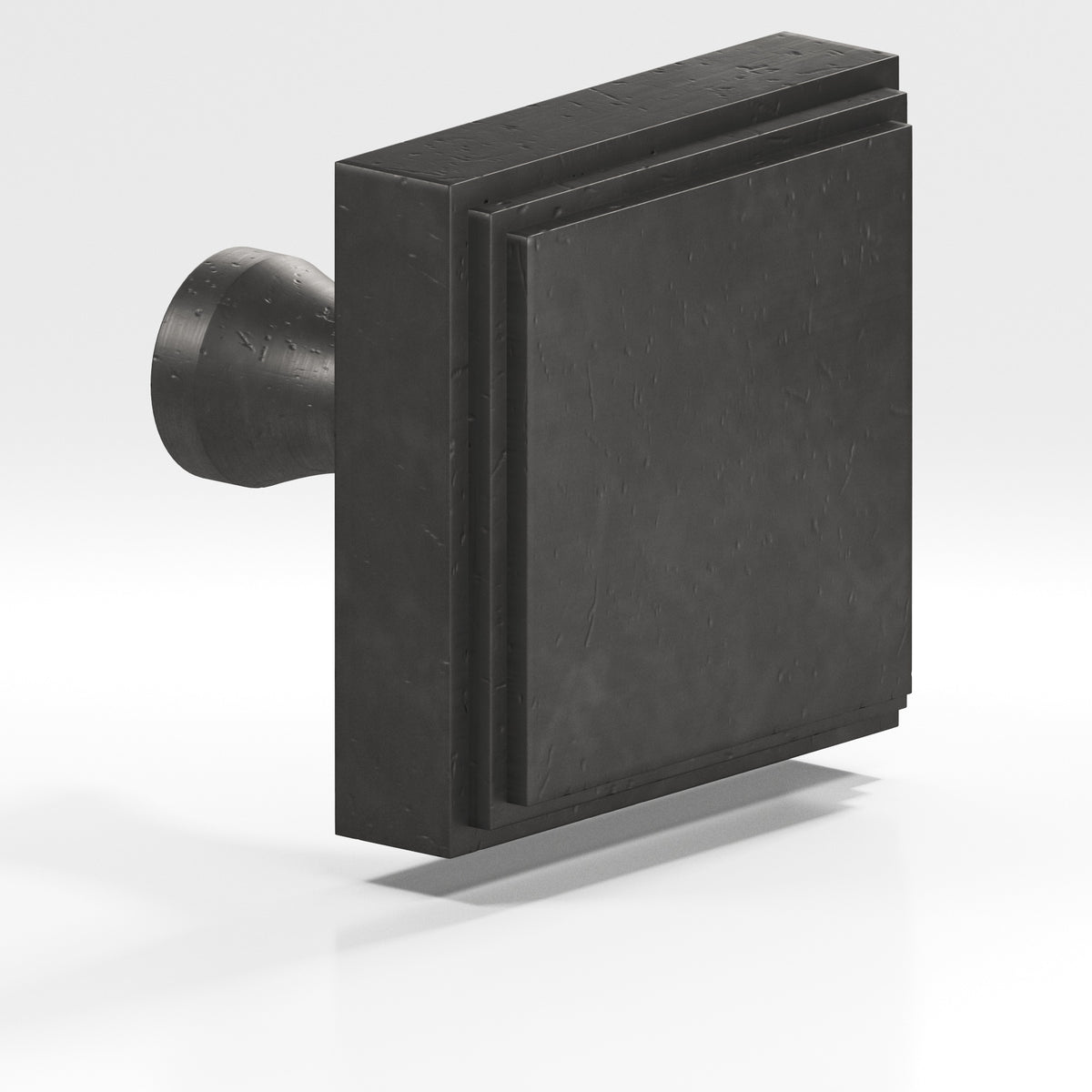 Colonial Bronze 623 Stepped Square Knob with Flared Post, 1 in - Distressed Satin Black
