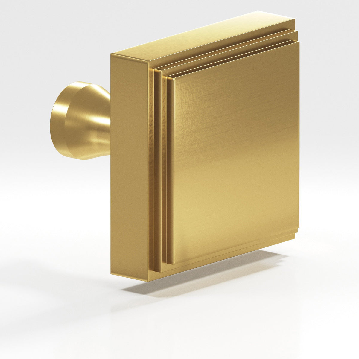 Colonial Bronze 623 Stepped Square Knob with Flared Post, 1 in - Satin Brass