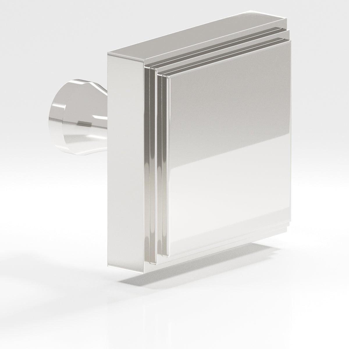 Colonial Bronze 623 Stepped Square Knob with Flared Post, 1 in - Polished Nickel