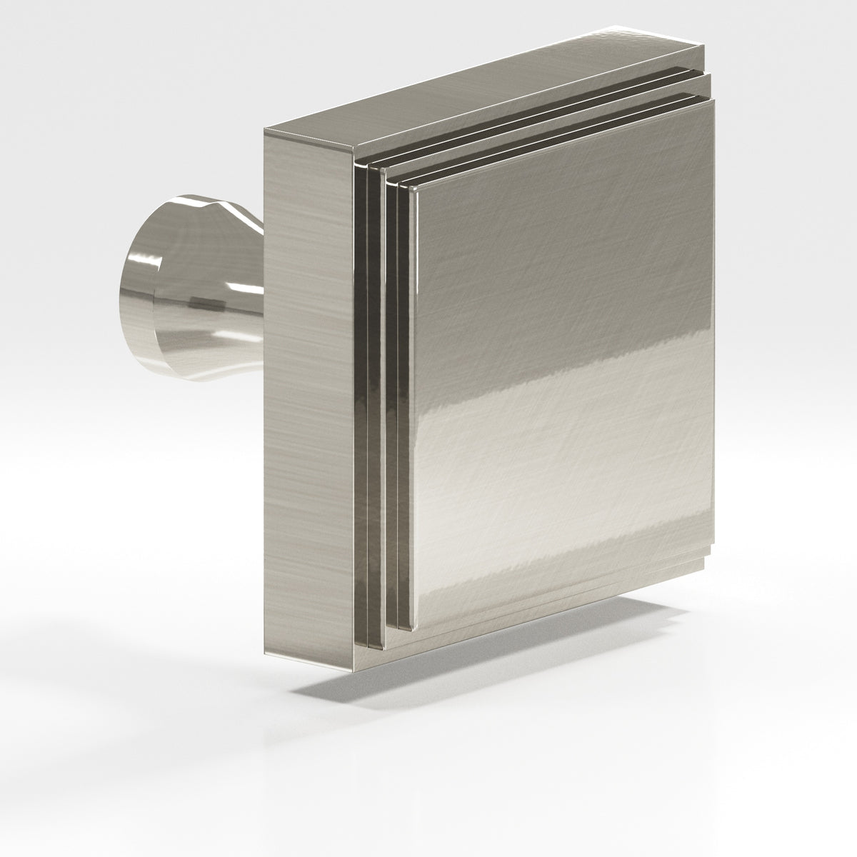 Colonial Bronze 623 Stepped Square Knob with Flared Post, 1 in - Nickel Stainless