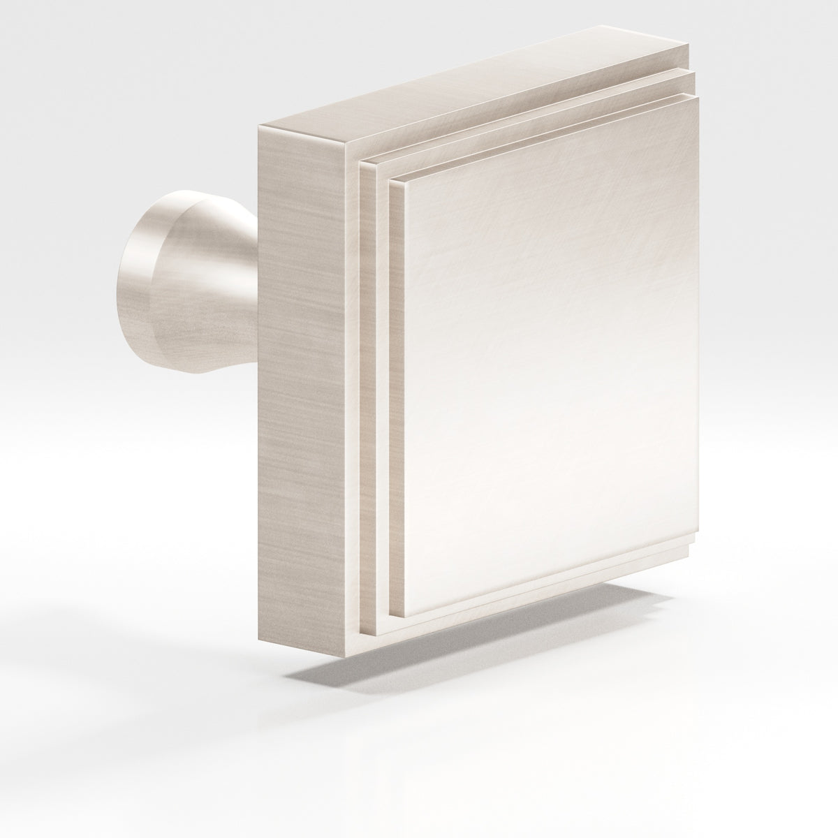 Colonial Bronze 623 Stepped Square Knob with Flared Post, 1 in - Matte Satin Nickel