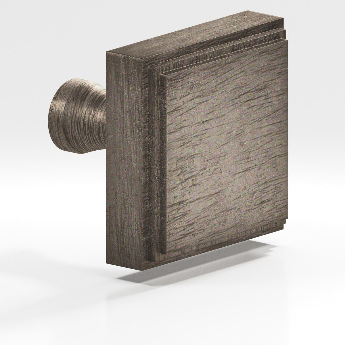Colonial Bronze 623 Stepped Square Knob with Flared Post, 1 in - Distressed Pewter