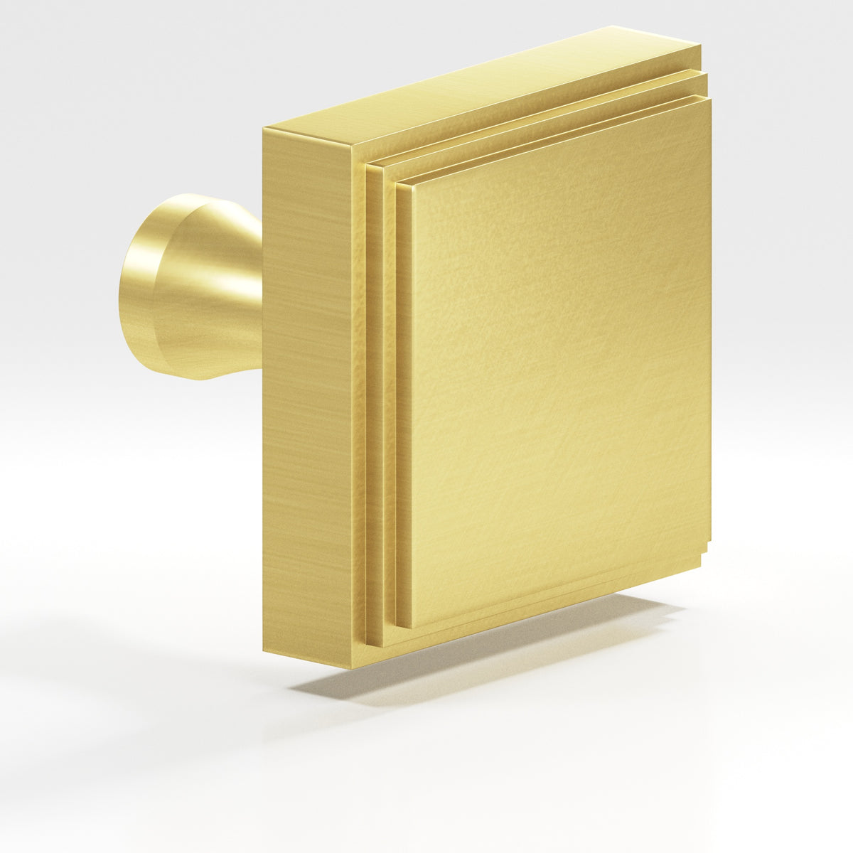 Colonial Bronze 623 Stepped Square Knob with Flared Post, 1 in - Matte Satin Brass