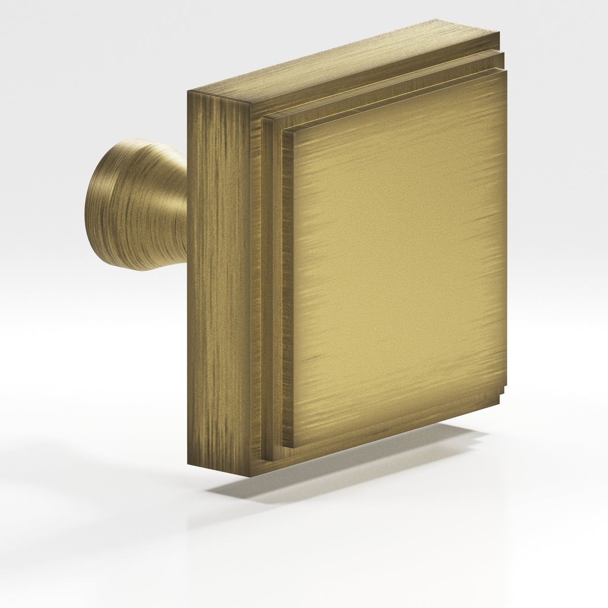Colonial Bronze 623 Stepped Square Knob with Flared Post, 1 in - Matte Antique Satin Brass