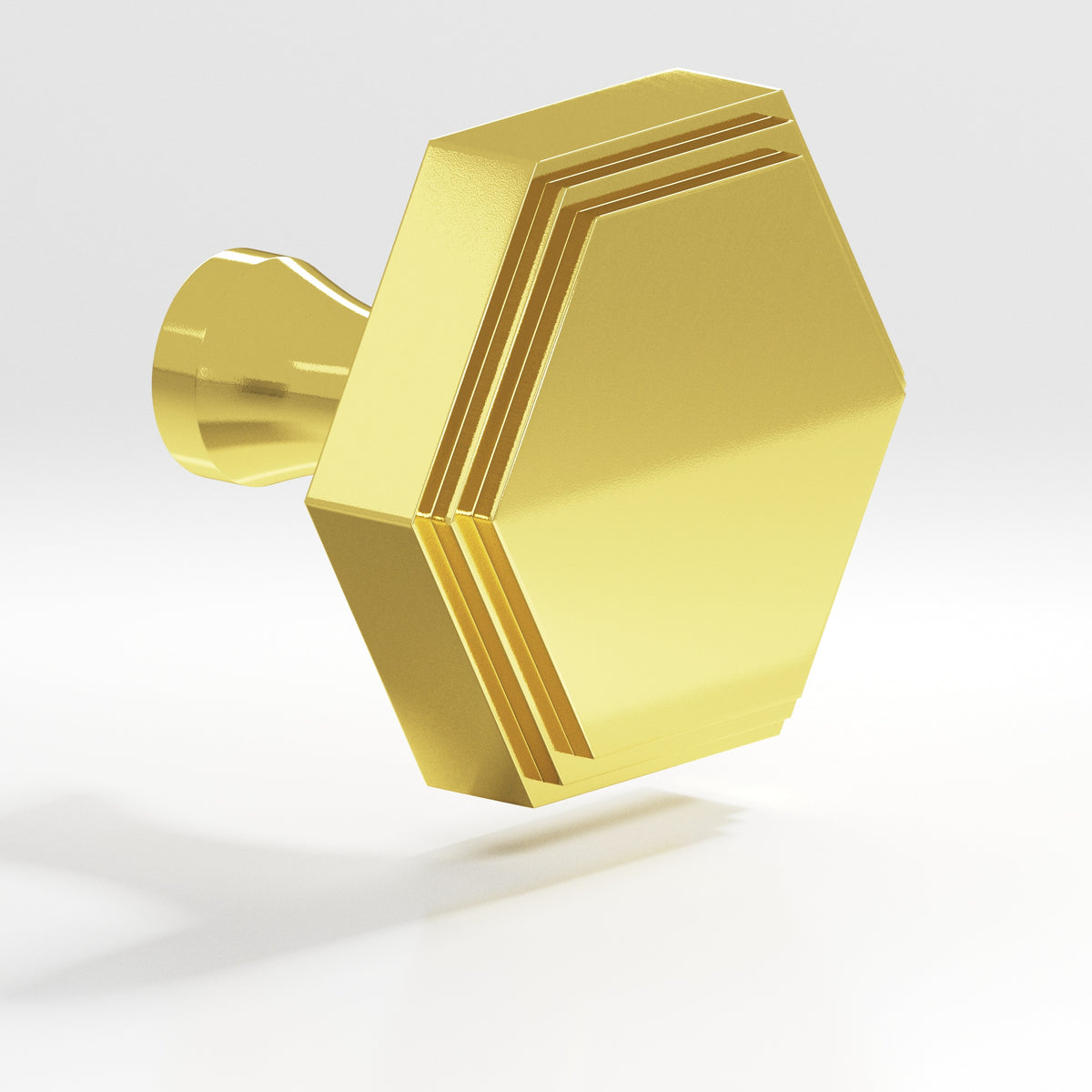 Colonial Bronze 626 Stepped Hexagonal Knob with Flared Post, 1 in - French Gold