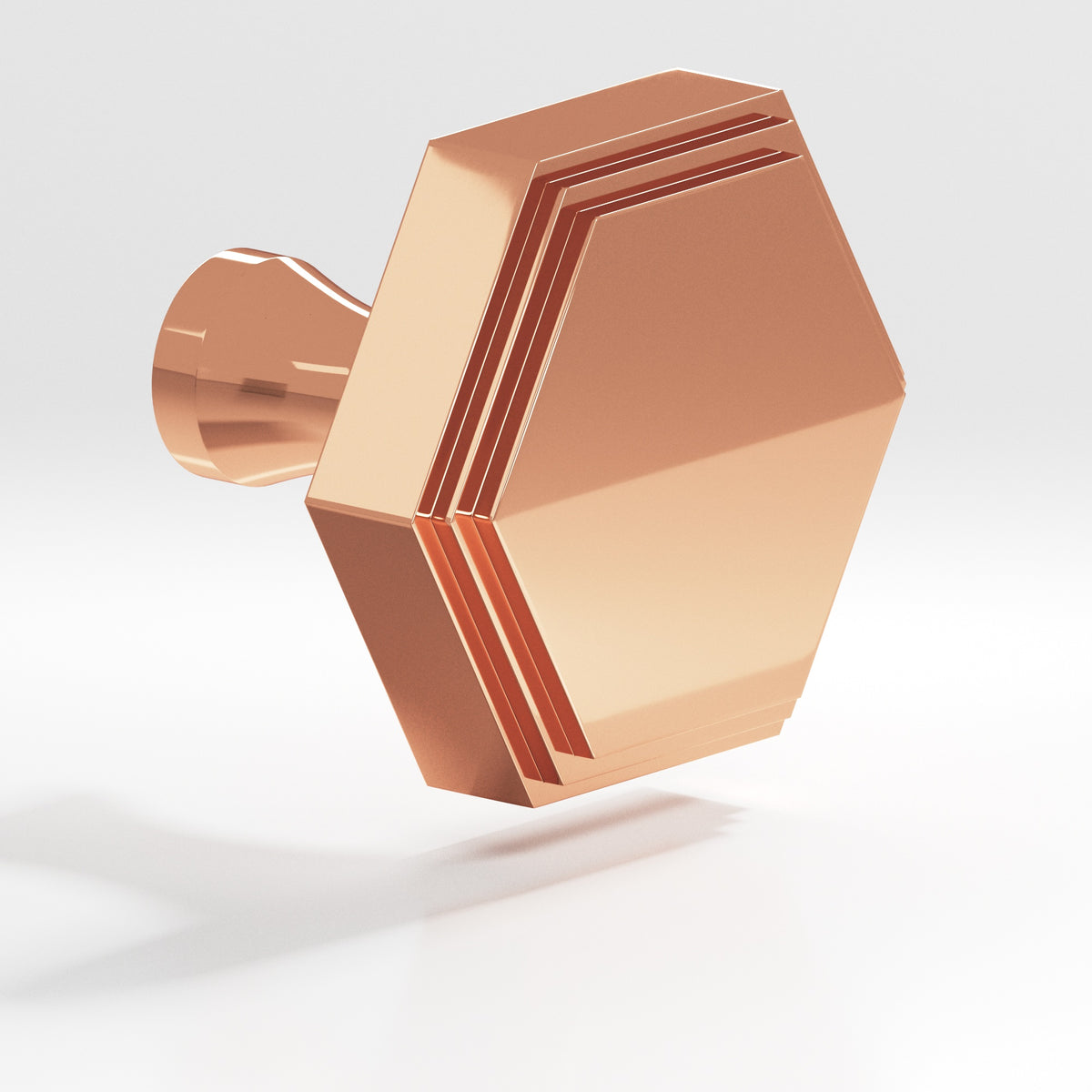 Colonial Bronze 626 Stepped Hexagonal Knob with Flared Post, 1 in - Polished Copper