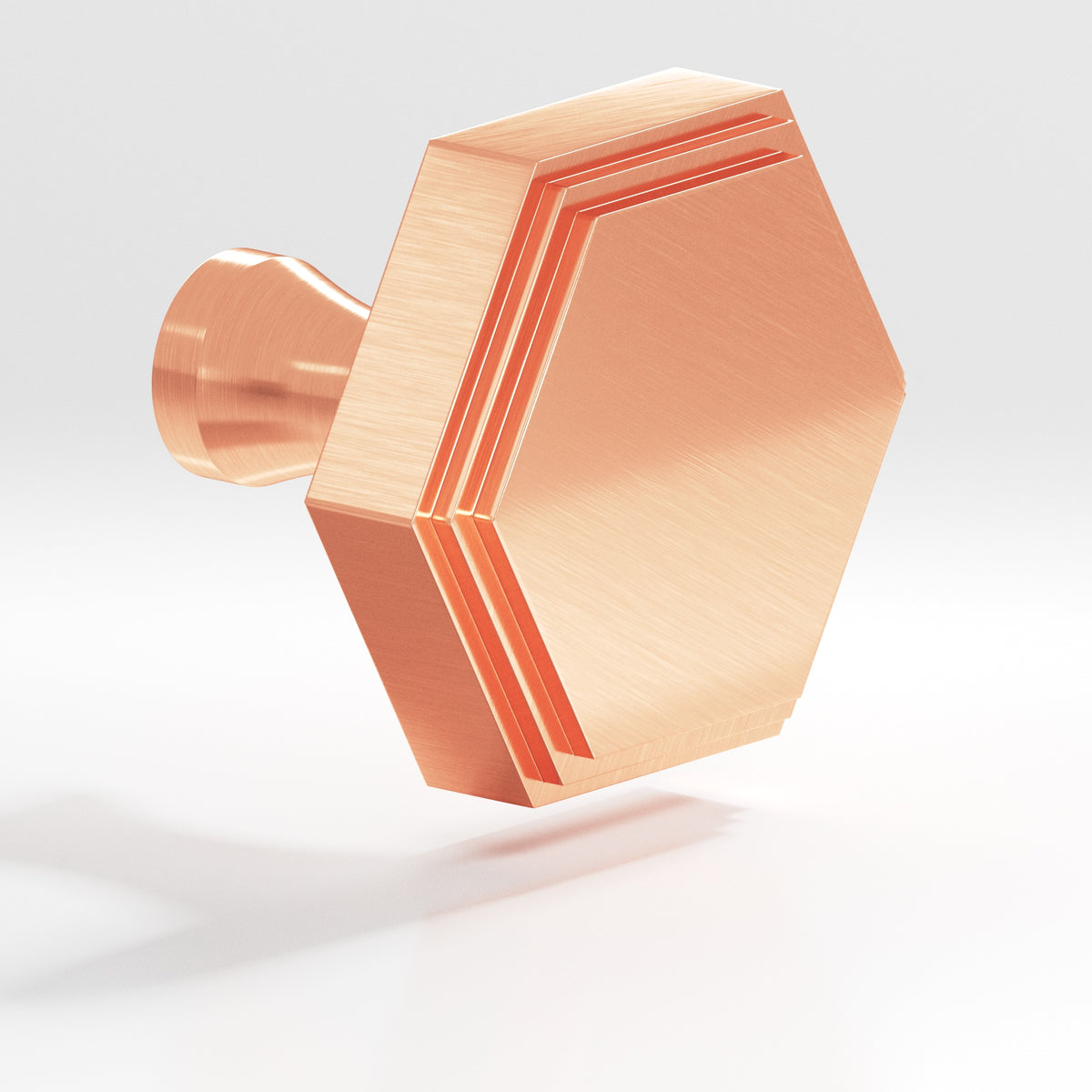 Colonial Bronze 626 Stepped Hexagonal Knob with Flared Post, 1 in - Satin Copper