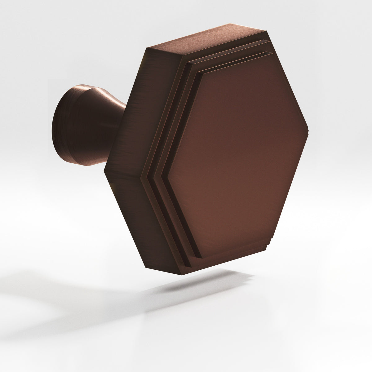 Colonial Bronze 626 Stepped Hexagonal Knob with Flared Post, 1 in - Matte Antique Copper