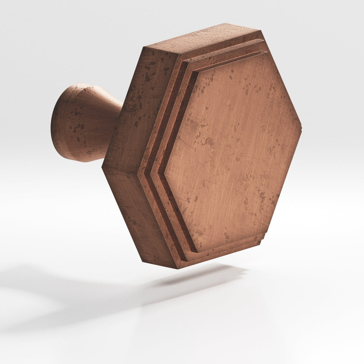Colonial Bronze 626 Stepped Hexagonal Knob with Flared Post, 1 in - Distressed Antique Copper