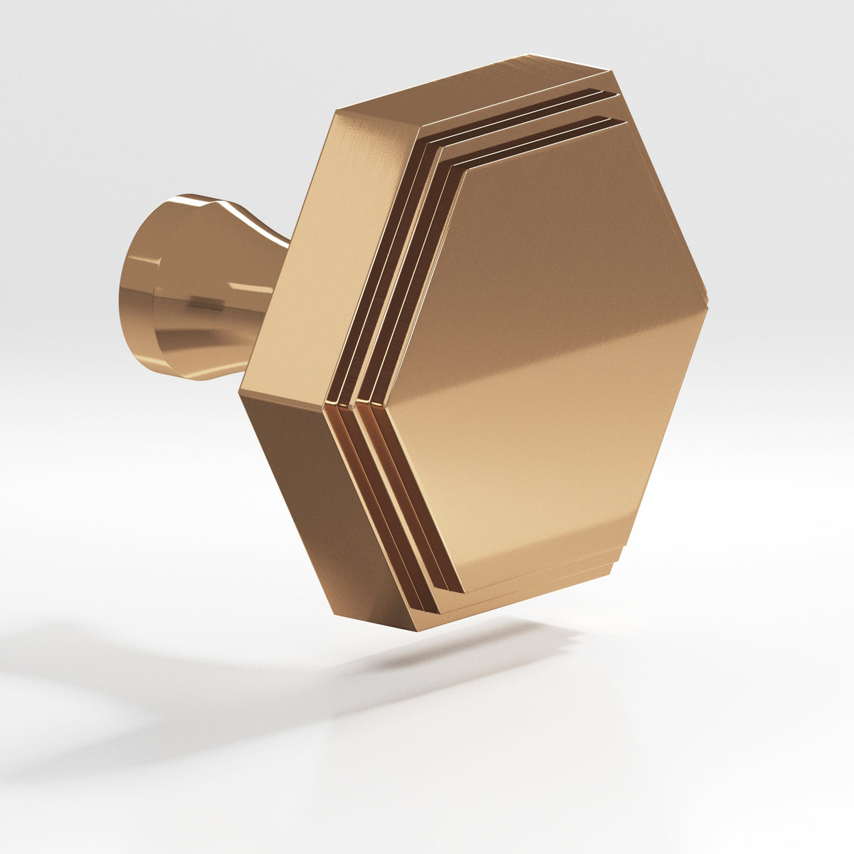 Colonial Bronze 626 Stepped Hexagonal Knob with Flared Post, 1 in - Polished Bronze