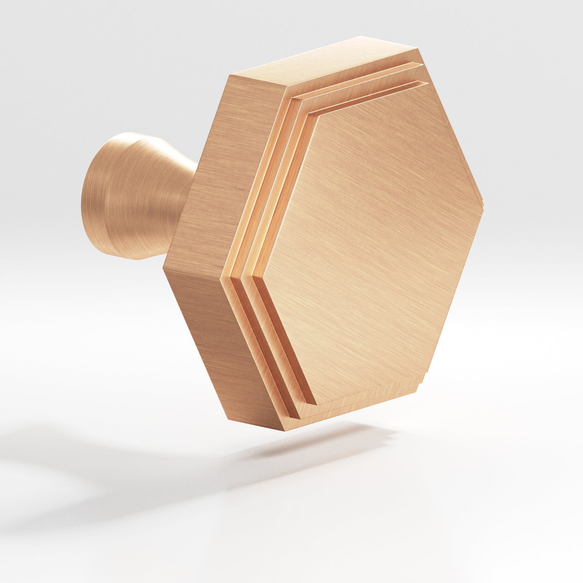 Colonial Bronze 626 Stepped Hexagonal Knob with Flared Post, 1 in - Satin Bronze