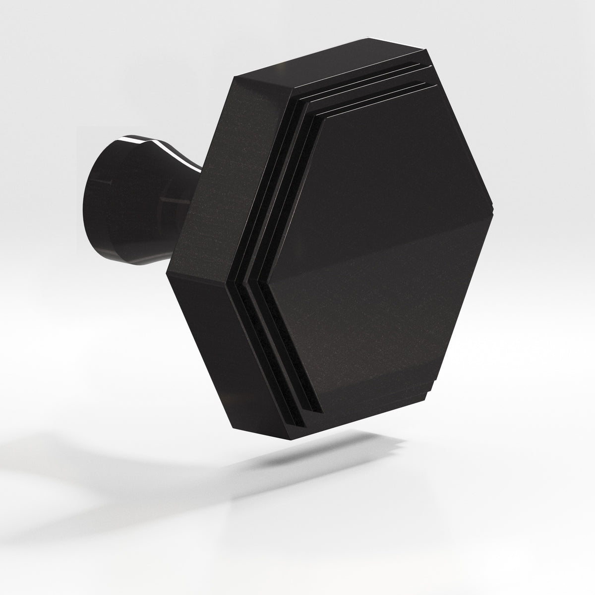 Colonial Bronze 626 Stepped Hexagonal Knob with Flared Post, 1 in - Satin Black