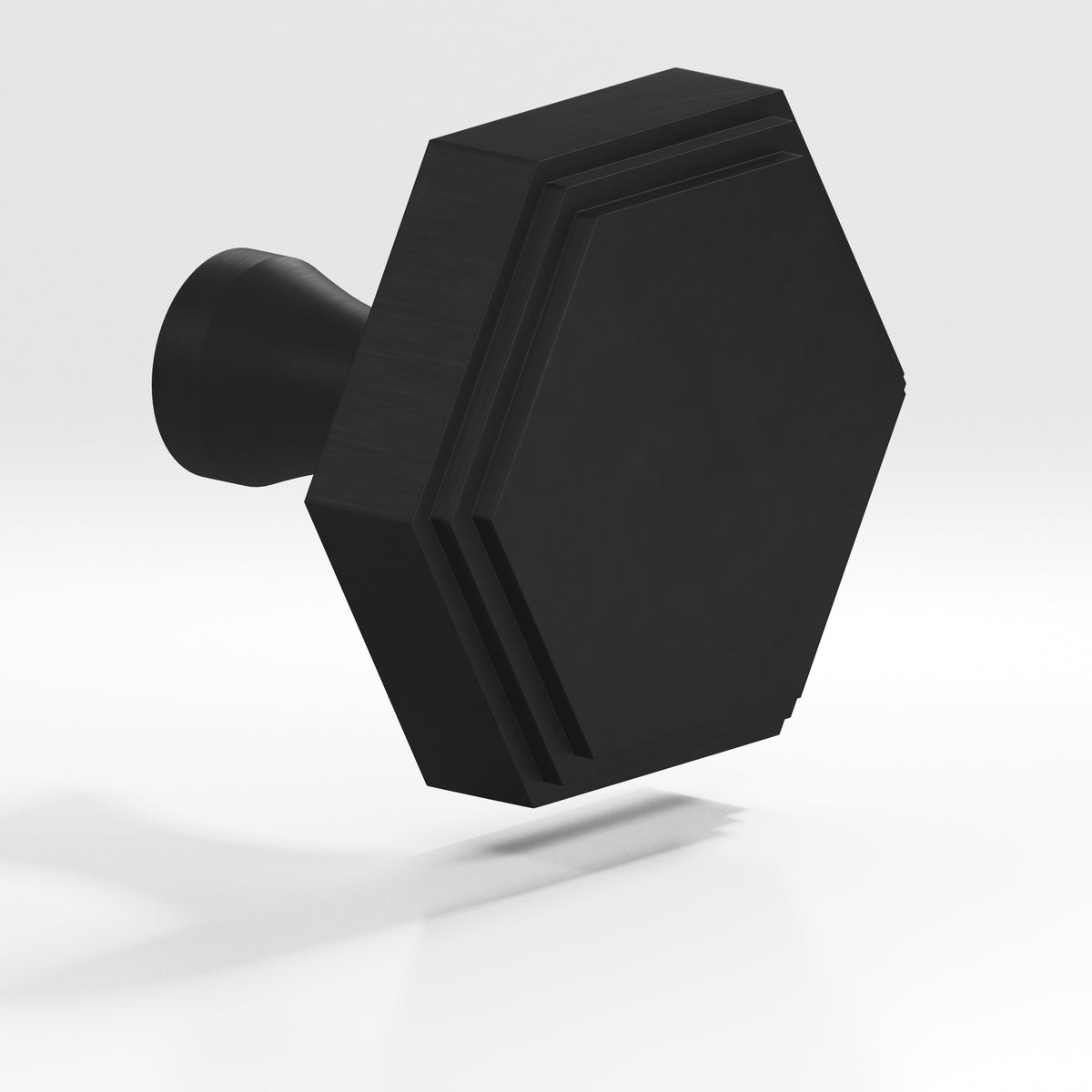 Colonial Bronze 626 Stepped Hexagonal Knob with Flared Post, 1 in - Matte Satin Black