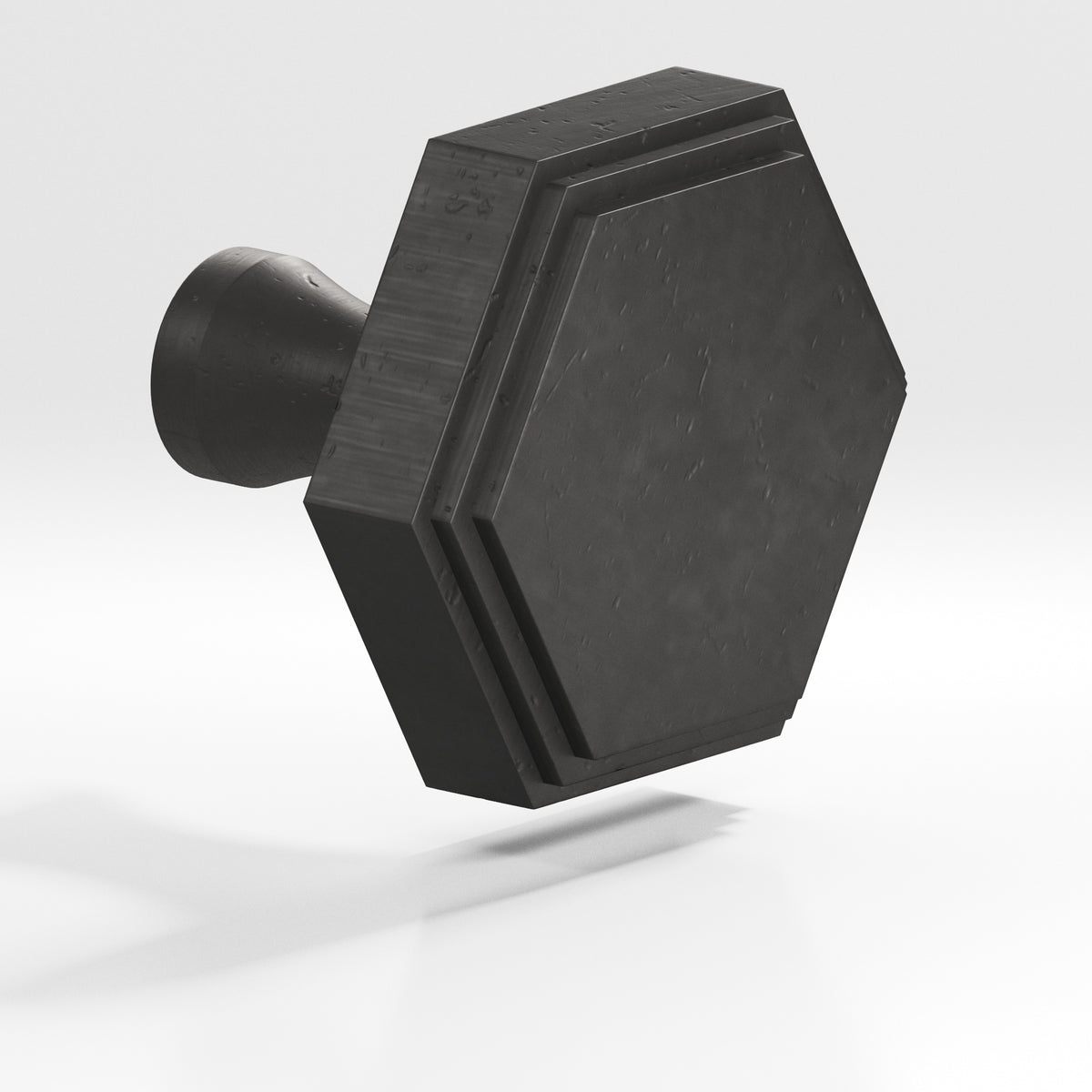 Colonial Bronze 626 Stepped Hexagonal Knob with Flared Post, 1 in - Distressed Satin Black