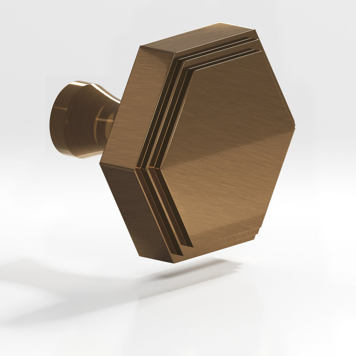 Colonial Bronze 626 Stepped Hexagonal Knob with Flared Post, 1 in - Light Statuary Bronze