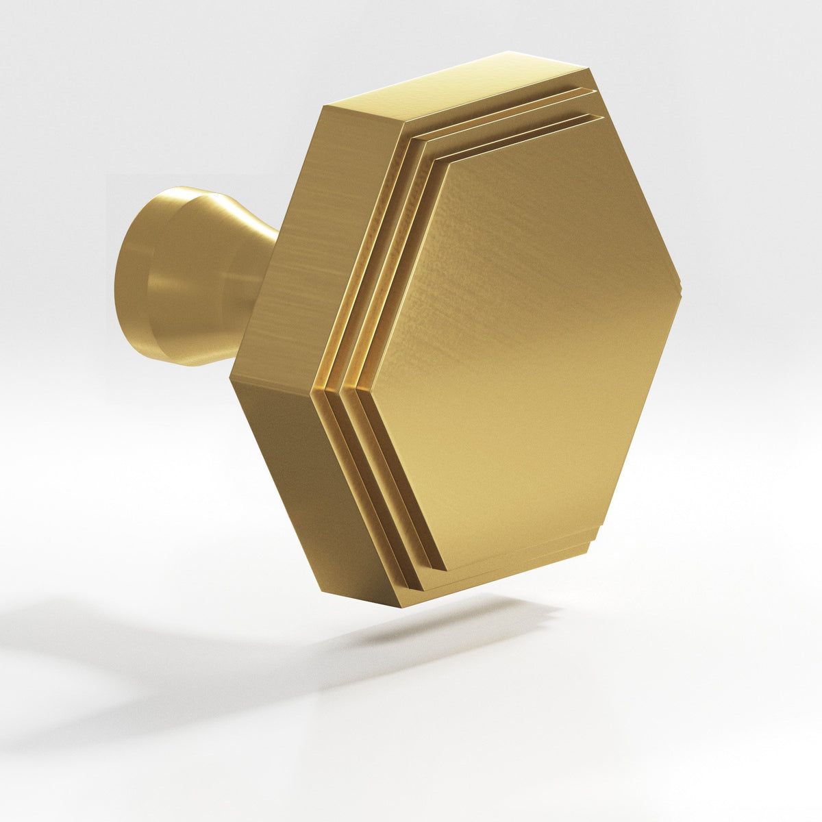 Colonial Bronze 626 Stepped Hexagonal Knob with Flared Post, 1 in - Satin Brass