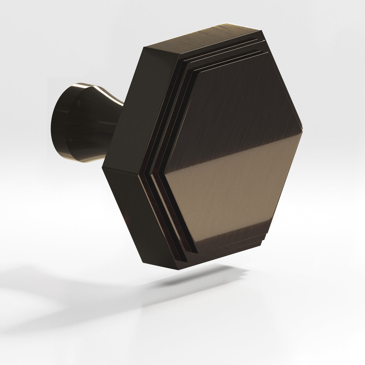 Colonial Bronze 626 Stepped Hexagonal Knob with Flared Post, 1 in - Dark Statuary Bronze