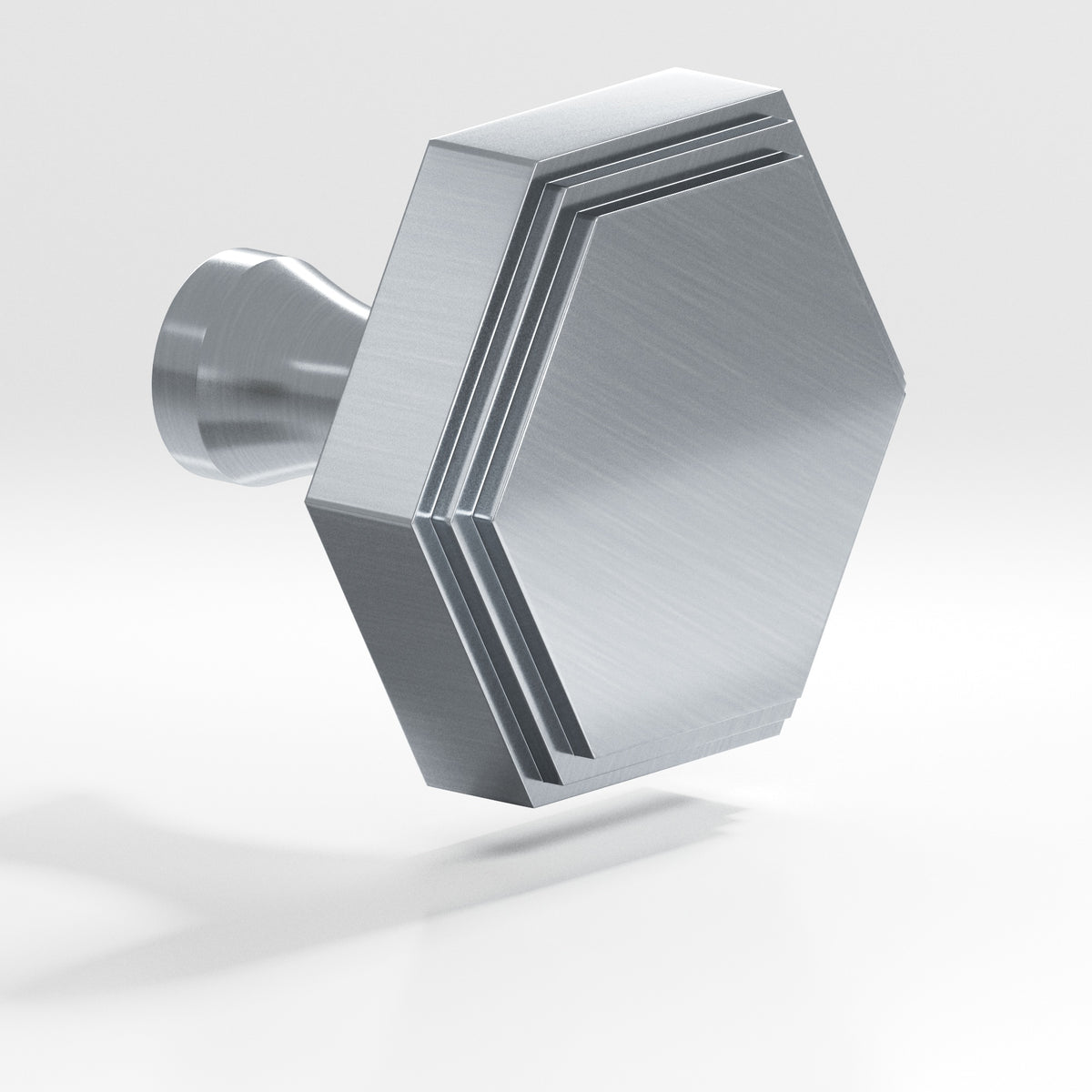 Colonial Bronze 626 Stepped Hexagonal Knob with Flared Post, 1 in - Satin Chrome