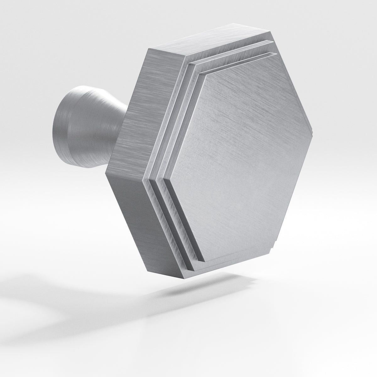 Colonial Bronze 626 Stepped Hexagonal Knob with Flared Post, 1 in - Matte Satin Chrome