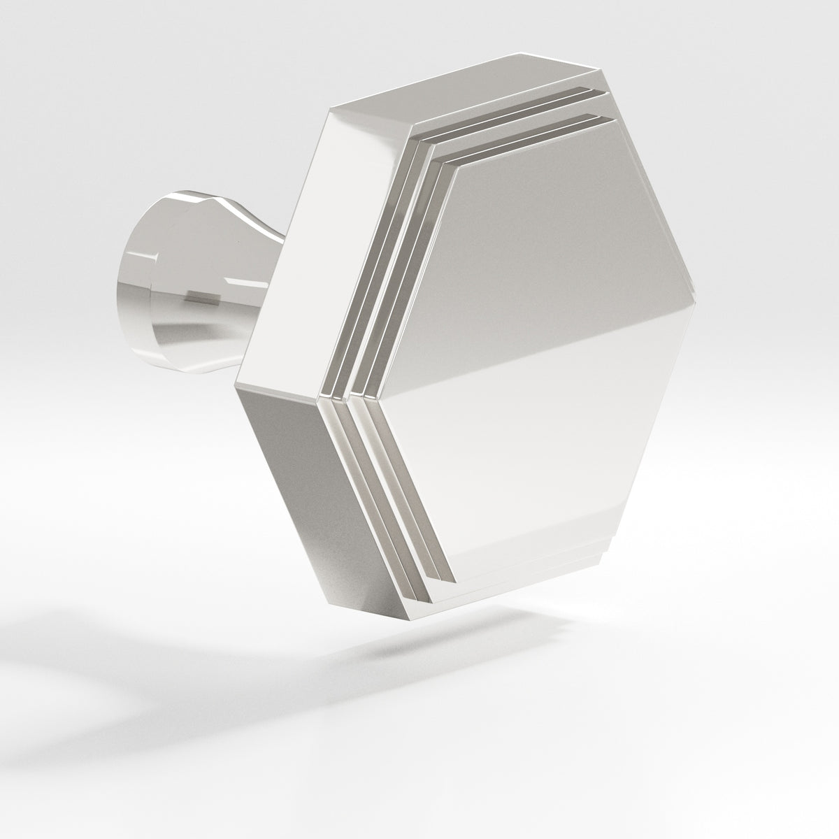 Colonial Bronze 626 Stepped Hexagonal Knob with Flared Post, 1 in - Polished Nickel