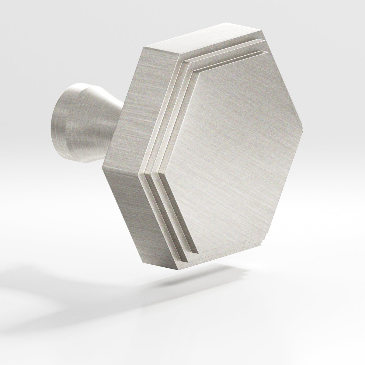 Colonial Bronze 626 Stepped Hexagonal Knob with Flared Post, 1 in - Satin Nickel