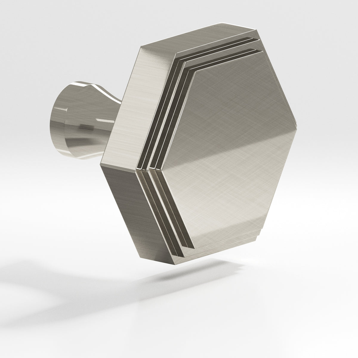Colonial Bronze 626 Stepped Hexagonal Knob with Flared Post, 1 in - Nickel Stainless