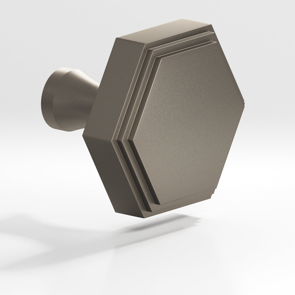 Colonial Bronze 626 Stepped Hexagonal Knob with Flared Post, 1 in - Matte Pewter